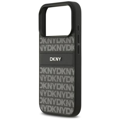 6. Etui DKNY Repeat Texture Pattern with Tonal Stripe na iPhone 17 Pro - czarne