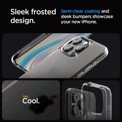 7. Etui Spigen Ultra Hybrid na iPhone 15 Pro - przezroczysto-matowe