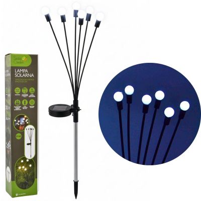 8. LAMPA SOLARNA TAŃCZĄCE NA WIETRZE KULECZKI BIAŁE 6 LED 72CM ZIMNY BIAŁY