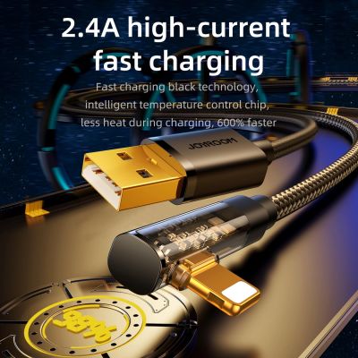 4. Kabel Joyroom Gaming Cable S-UL012A6 Lightning (kątowy) / USB-A (prosty) 2.4A 1.2 m - niebieski