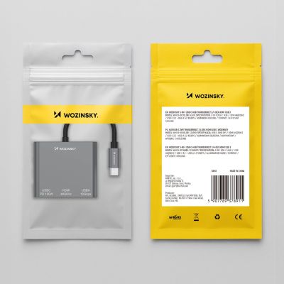 8. Hub Wozinsky WHCH-01 USB-C PD 100W HDMI 4K@30Hz USB-A 10Gbps - szary