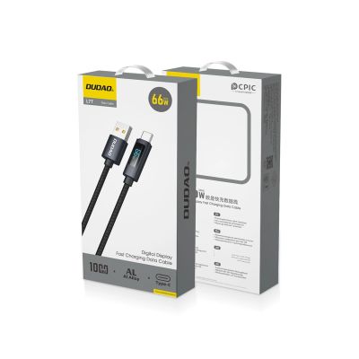 3. Kabel Dudao L7T USB-A - USB-C 66W z wyświetlaczem LED 1m - czarny