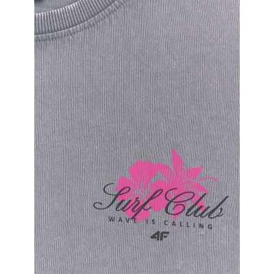 3. T-shirt relaxed z nadrukiem damski 4F 4FRSS26TTSHF4515-27S