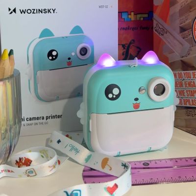 14. Aparat z drukarką termiczną Wozinsky WDT-02 kamera, dla dzieci - niebieski