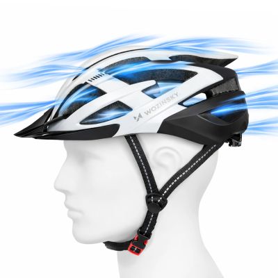 6. Kask rowerowy MTB Wozinsky z odpinanym daszkiem i tylną lampką USB 57-62 cm - czarno-biały