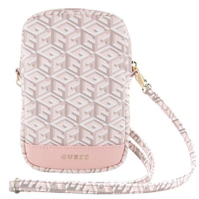 2. Torebka Guess Zip GCube Bottom Stripe na telefon - różowa