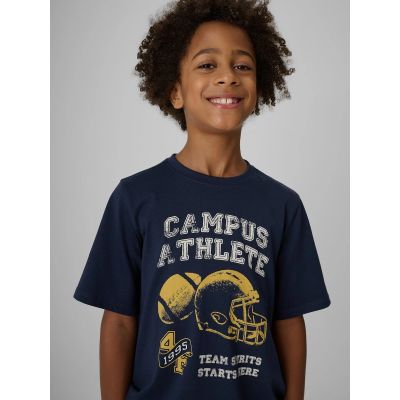 3. T-shirt regular z nadrukiem chłopięcy 4F 4FJRAW26TTSHM4526-31S