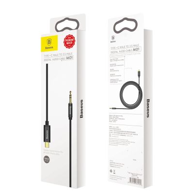 15. Baseus kabel audio stereo przejściówka AUX 3,5 mm mini jack - USB Typ C do telefonu tabletu 120cm czarny (CAM01-01)