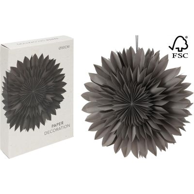 4. GWIAZDA DEKORACYJNA WISZĄCA PAPIEROWA 3D 50CM SZARA