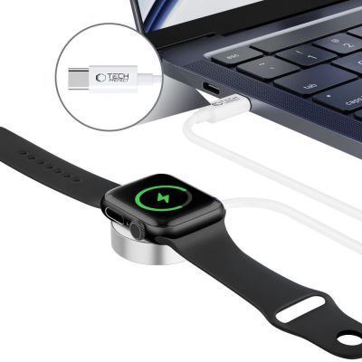4. Ładowarka Tech-Protect UltraBoost indukcyjna magnetyczna ze złączem USB-C do Apple Watch 1.2m - biała