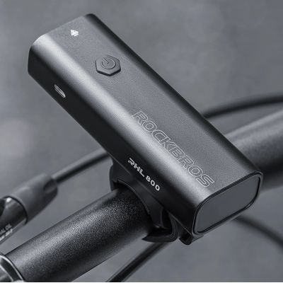 8. Lampka rowerowa przednia Rockbros 24710012001 800 lm + kabel USB-C - USB-A - czarna