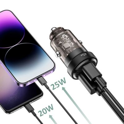 5. Ładowarka Tech-Protect CC45W samochodowa USB-C PD 45W / USB-A QC 3.0 - czarna