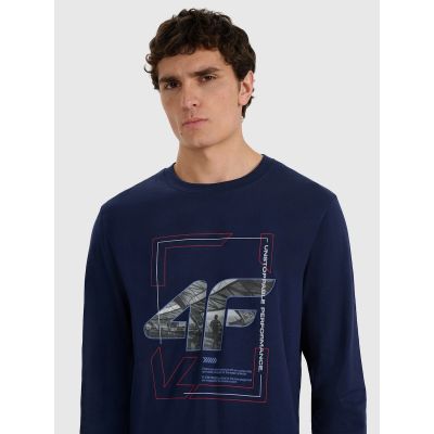 3. Longsleeve regular z nadrukiem męski 4F 4FRAW25TLONM606-31S