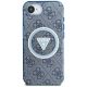 3. Etui Guess IML Metal Glitter 4G Circle Triangle MagSafe na iPhone 16e - niebieskie