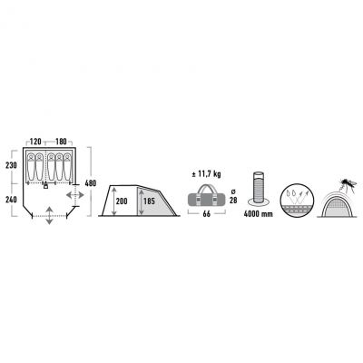 4. Namiot High Peak Paros 5 c.szary 11566