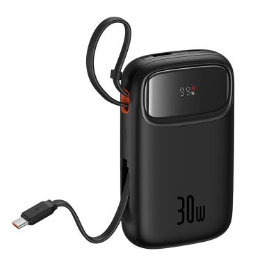 5. Powerbank Baseus QPow 2 30W 10000mAh z wbudowanymi kablami USB-C - czarny