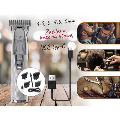 15. Trymer ADLER AD 2836s srebrny USB