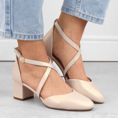 10. Sandały z paseczkami Sergio Leone W SK365B perłowo beżowe 