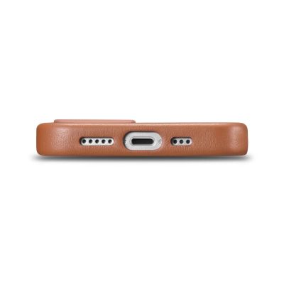 4. iCarer Case Leather pokrowiec etui z naturalnej skóry do iPhone 14 brązowy (WMI14220705-BN) (kompatybilne z MagSafe)
