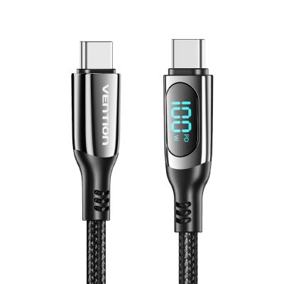 2. Kabel USB-C do USB-C Vention USB 2.0 5A 1.2m z wyświetlaczem czarny