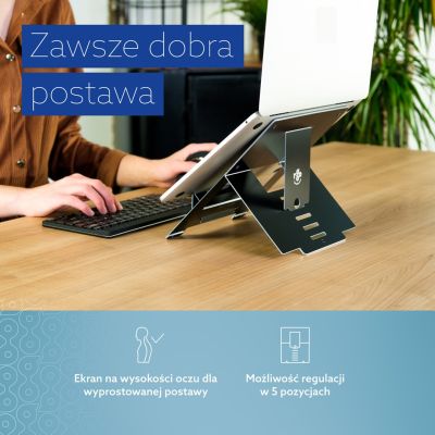 6. Riser Flexibel Laptopständer – verstellbar – schwarz – Schwarz – 25,4 cm (10 Zoll) – 55,9 cm (22 Zoll) – Aluminium – 5 kg – 135 – 220 mm