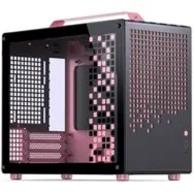 Jonsplus Z20 Micro-ATX Gehäuse, mit Tragegriff - schwarz/pink