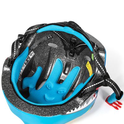 7. Kask rowerowy dziecięcy Wozinsky motyw smok lekki 50-54 cm - niebieski