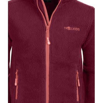 3. Kurtka polarowa z kapturem dziewczęca Trollkids Girls Mandal Jacket dla dziewczynki czerwona (358-219)