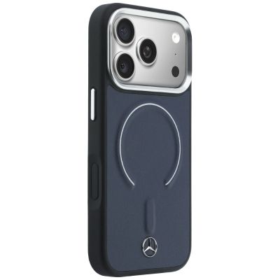 4. Etui Mercedes Leather 3D MagSafe na iPhone 17 Pro - granatowe