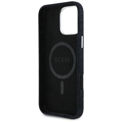 7. Etui Guess Denim Triangle Logo MagSafe na iPhone 16 Pro Max - czarne