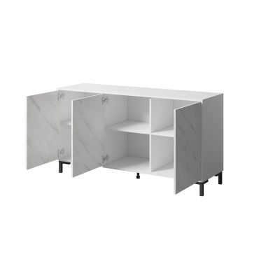 2. Komoda MARMO 3D 150x45xH80,5 biały mat/marmur biały