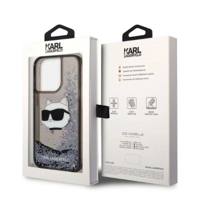 8. Etui Karl Lagerfeld Glitter Choupette Head na iPhone 14 Pro - czarne