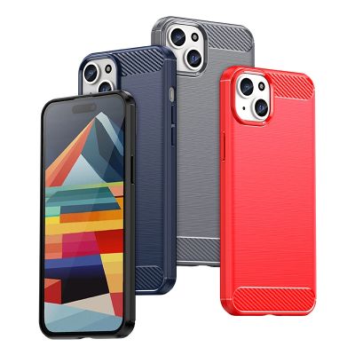 7. Elastyczne etui wzór karbon do iPhone 15 Plus Carbon Case - niebieskie