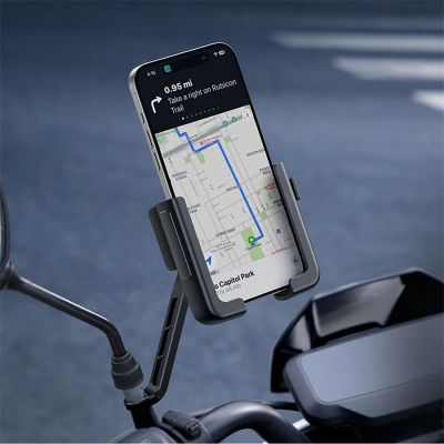 11. Uchwyt motocyklowy na telefon Baseus GoTrip do lusterka, z amortyzacją – czarny