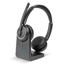Lindy L118 Zestaw słuchawkowy Bezprzewodowy Opaska na głowę Biuro/centrum telefoniczne USB Type-C Bluetooth Podstawka do ładowania Czarny
