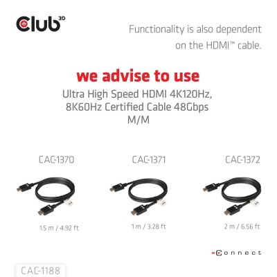7. CLUB3D CAC-1188 adapter kablowy 0,09 m Mini DisplayPort HDMI Czarny