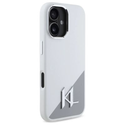 4. Etui Karl Lagerfeld Silicone Initial Metal Logo MagSafe na iPhone 16 - białe