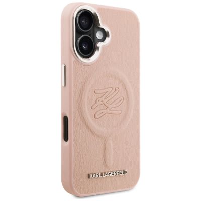 4. Etui Karl Lagerfeld Initial & Metal Logo MagSafe na iPhone 16 - różowe