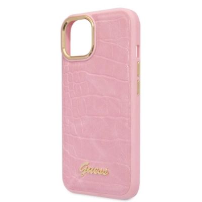 6. Etui Guess Croco Collection na iPhone 14 - różowe