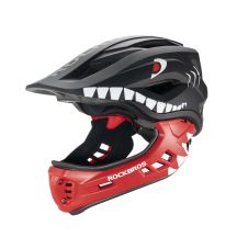 Kask rowerowy Rockbros TT-32006 Shark dziecięcy z odpinaną szczęką rozmiar S (48-52) - czarny