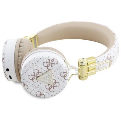 2. Słuchawki nauszne Bluetooth Guess 4G Triangle Round Shape ENC - białe