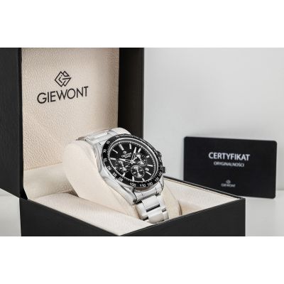 8. Zegarek Męski Giewont Chronograph Sapphire Srebrno Czarny GW9580-B1