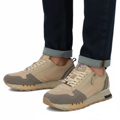 6. Skórzane półbuty sneakersy męskie beżowe Filippo MSP7836