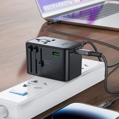 3. Adapter ładowarka podróżna Acefast Z1 GaN 75W PD 3x USB-C 2x USB-A - czarny