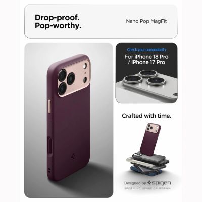 10. Etui Spigen Nano Pop MagSafe na iPhone 18 Pro / 17 Pro - dark cherry