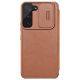 3. Nillkin Qin Leather Pro Case etui do Samsung Galaxy S22+ (S22 Plus) osłona na aparat kabura pokrowiec obudowa z klapką brązowy