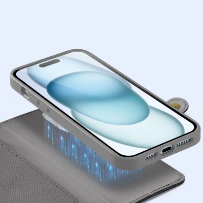 6. Etui skórzane Dux Ducis Lawa na iPhone 15 - szare
