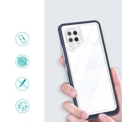 2. Clear 3in1 etui do Samsung Galaxy A42 5G żelowy pokrowiec z ramką niebieski