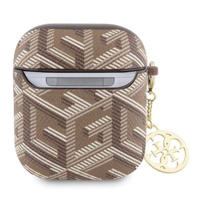 2. Etui Guess GCube Charm na AirPods 1/2 - brązowe