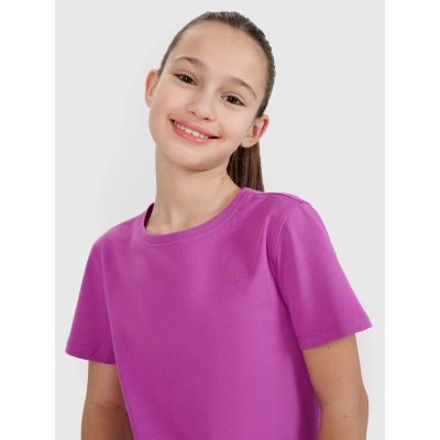4. T-shirt regular gładki dziewczęcy 4F 4FJWSS25TTSHF2177-50S